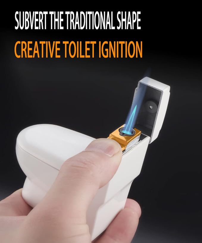 Cool Torch Lighters Refillable Creative Toilet Shape Windproof Jet Flame Lighter for Gifts Fireplace Candle Camping BBQ (Without Butane Gas) (21)