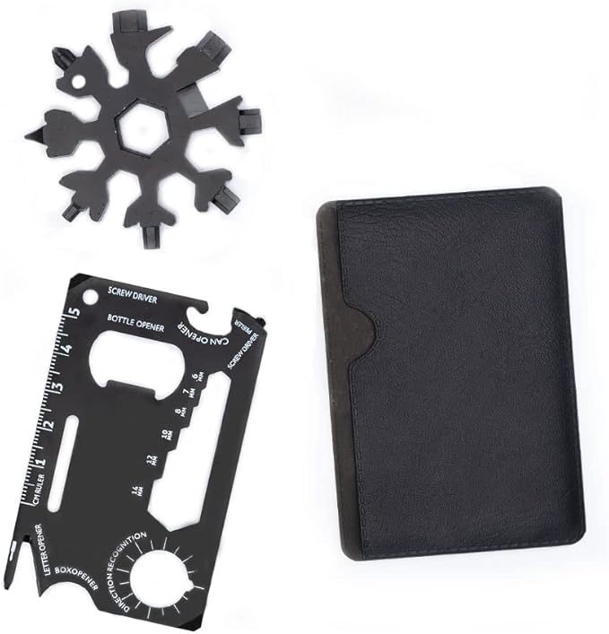 Portable 18 In 1 mini snowflakes multi pocket tool, Stainless Steel Multifunctional Tool Card, Handheld Tool For Outdoor Camping, Men Dad Gifts