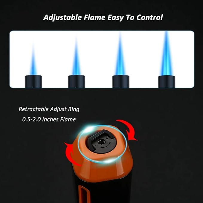 PROMISE Torch Lighters, Butane Lighters Refillable Single Jet Flame for Candle Grill BBQ Camping Gas Not Included (2 Pack BK&WH)