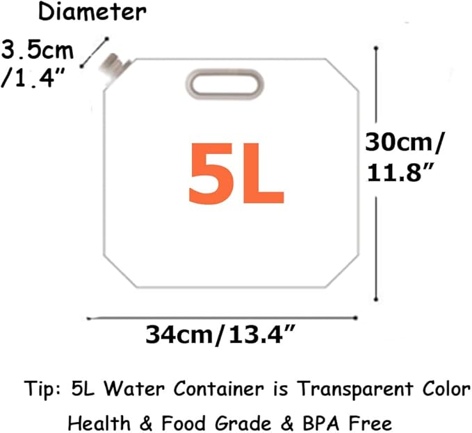 Collapsible Emergency Water Jug Container Bag, Freezable, BPA Free Plastic Water Carrier Tank, Outdoor Folding Water Bag for Sport Camping Riding Mountaineer Backoacking, Food Grade