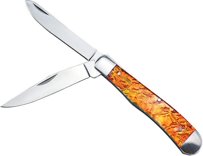 ALBATROSS Traditional Stainless steel Folding Pocket Knives with 2 Blades, FK060 (Orange)
