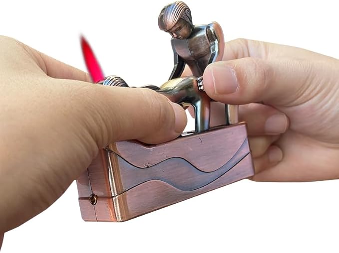 Retro Red Bronze Windproof Flame Adjustable Lighters,Cool,Jet Torch Flame Lighters,Butane Refillable Torch,BBQ Candles Camping (No Butane Fuel) (q1)
