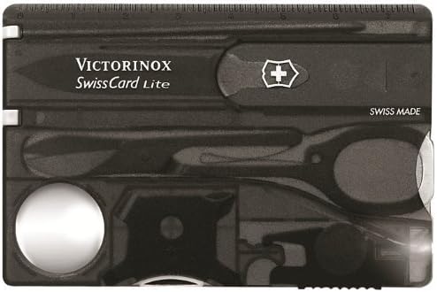 Victorinox Swiss Card Lite Swiss Army Knife, 13 Functions, Swiss Made Pocket Knife with Magnifying Glass, LED and Tweezers - Sapphire