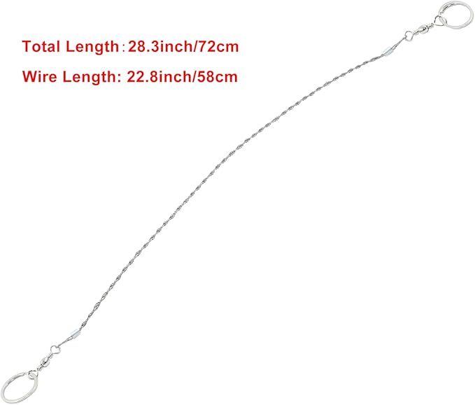3 Pcs Stainless Steel Survival Wire Saw 21.65 Inch, Garrote Wire Cable Saw String Saw, Emergency Pocket Saw Rope Saw Hand Tool for Wood Cutting Hiking Hunting