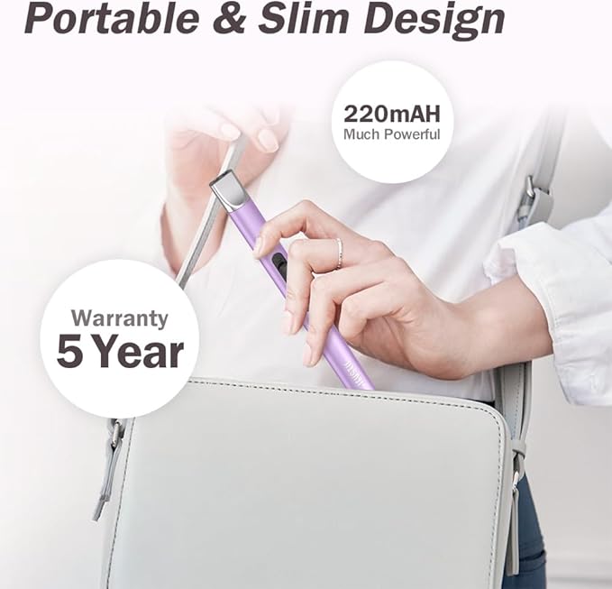 Candle Lighter, Electric Lighter Rechargeable USB Lighter, Arc Windproof Flameless Plasma Lighter Long Stick with Rope and Ring, No Butane Fluid, Perfect for Candle BBQ Camping Kitchen Stove, Purple