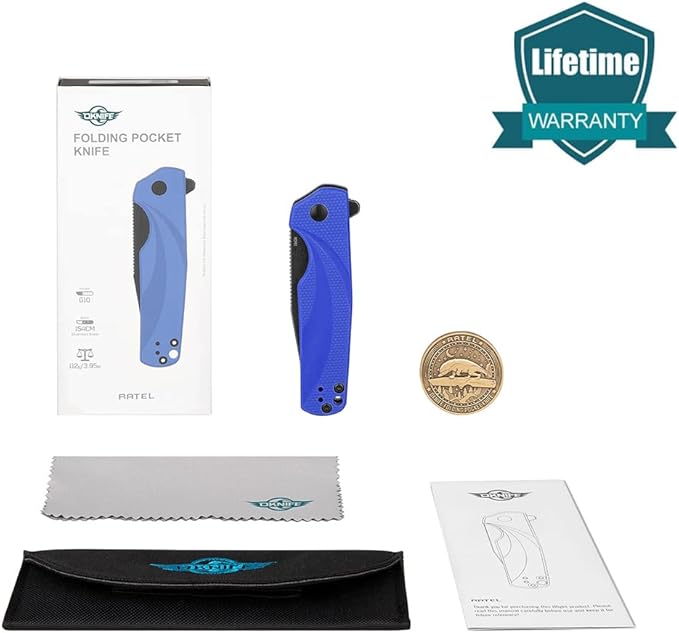 OKNIFE Ratel Folding Pocket Knife, EDC Knife with 154CM Stainless Steel 3.2" Tanto Blade and G10 Handle, Flipper Tab and Liner Lock, Carry Pocket Clip, for Outdoor, Camping, Survival