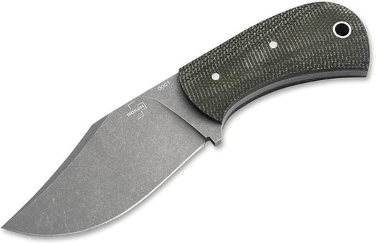 BÖKER PLUS Mad Man Three Finger Knife Fixed Blade, EDC Compatible, Micarta Handles, Full Tang Construction, Kydex Sheath Included