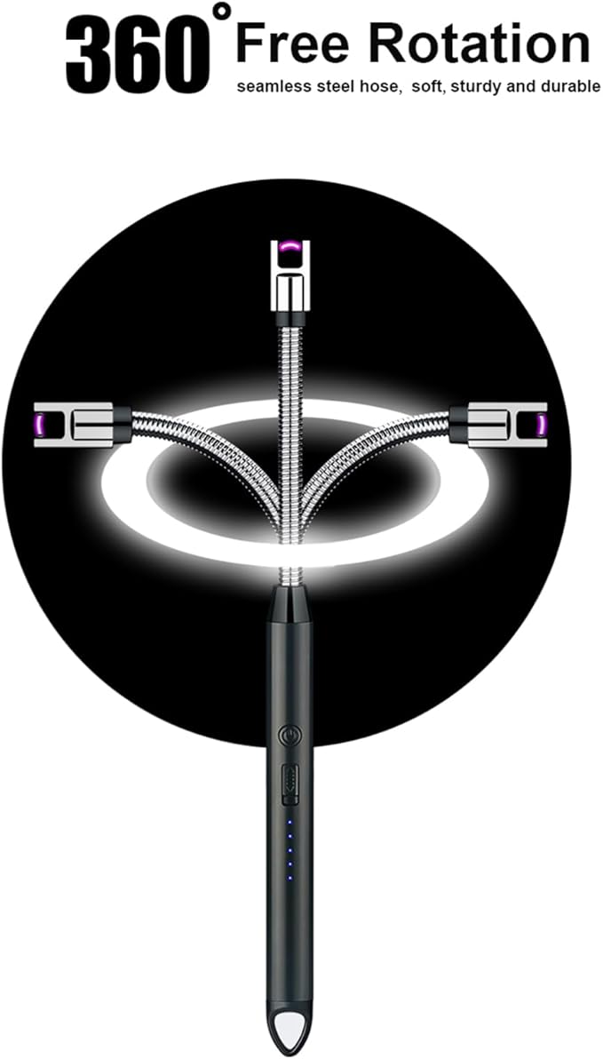 Electric Candle Lighter, Upgraded Lighter Rechargeable USB Lighter with LED Indicator, Flexible Long Neck Lighters for Candles, Camping, BBQs, Gas Stoves