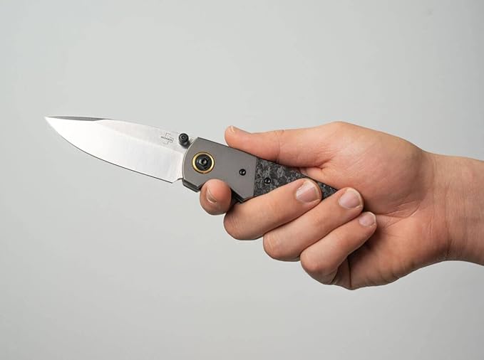 BÖKER PLUS Gulu Pro Marble Carbon Fiber Titanium Folding Pocket Knife, Linerlock, D2 Steel Blade, Designed by Steve Kelly