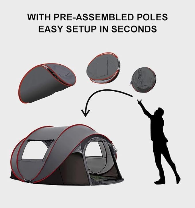 Instant Pop Up Camping Tent, 5-6 Person Tents,Automatic Set Up Tent in 3 Seconds,Waterproof Sunshade Family Tent,Portable Lightweight Dome Tent for Outdoor Camping,Hiking,Travel & Beach