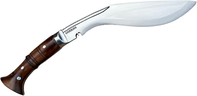 Gurkha World War I Kukri Knife Fixed Blade 8 IN WWI Historical Kukri Knife Panawal full Tang 14 Inch Bush Craft Khukuri Knife With Black Leather Sheath & 2 Small Knives - Handmade In Nepal