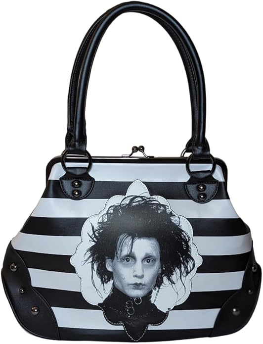 Edward Scissorhands Black & White Stripe Kisslock Bowler Bag