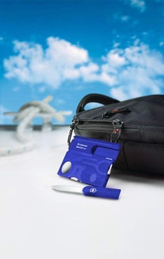 Victorinox Swiss Card Lite Swiss Army Knife, 13 Functions, Swiss Made Pocket Knife with Magnifying Glass, LED and Tweezers - Sapphire