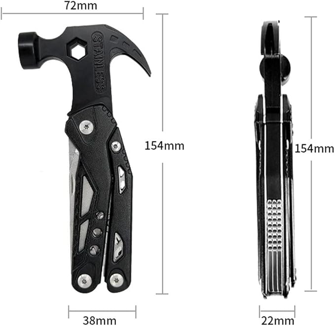 Camping Accessories Multitool Hammer, Mini Multi tool Gadgets with DIY Stickers, Safety Lock & Screwdriver Bits Set, Cool Hiking Survival Gear, Multi Tool for Outdoor, Camping