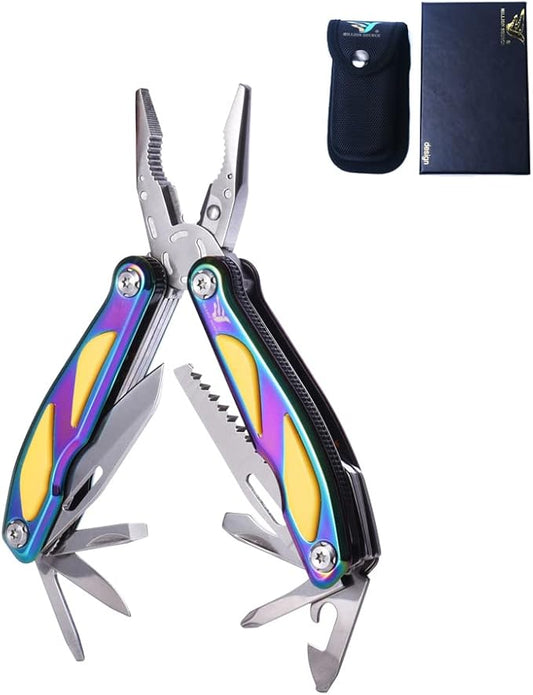 Outdoor Folding Multifunction Pliers with Spring inside-loaded and Side Lock Portable Camping Multipurpose Combination Tool Knife Pliers Colorful