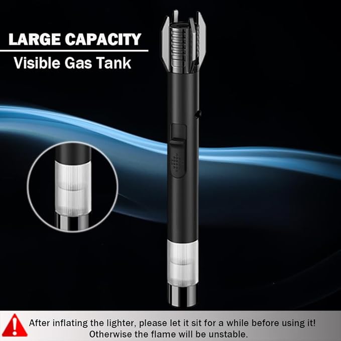Lightsaber Lighter, Mivikee Bright Fire Lighter, Butane Torch Lighter with Safety Lock and Visible Gas Tank, Refillable Windproof Lighter for Kitchen Cooking Outdoor Camping (Gas Not Included)