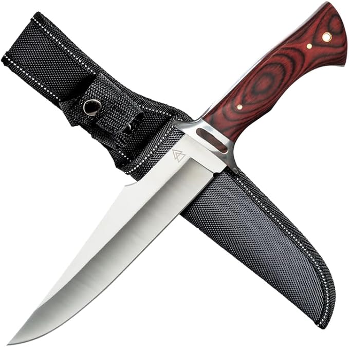 Hunting Knife With Holster, 12 Inch Fixed Blade Hunting Knives, Full Tang Survival Knife with Sheath, High Carbon 440C Stainless Steel By Kratos - ZF7