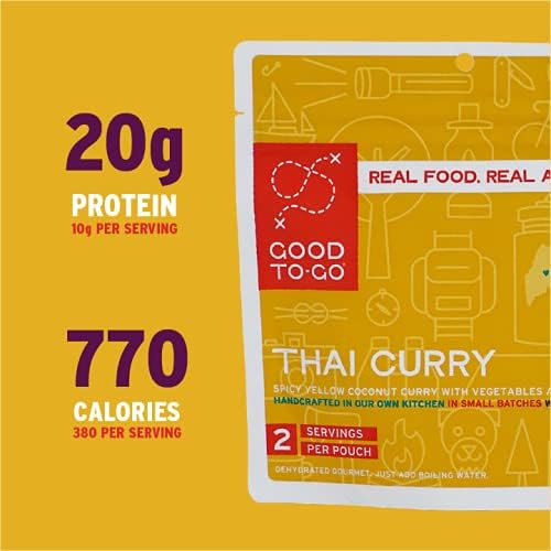 GOOD TO-GO Thai Curry | Camping Food, Backpacking Food | Just Add Water Meals, Backpacking Meals | Dehydrated Meals Taste Better Than Freeze Dried Meals
