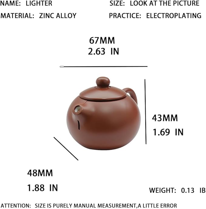 Creative Teapot Lighter, Refillable Butane Inflatable Lighter, Windproof Lighter, Cool Jet Flame Lighter, Torch Lighter, Birthday Party Camping Unique Men's Gift (No Gas)- Brown Sand Color