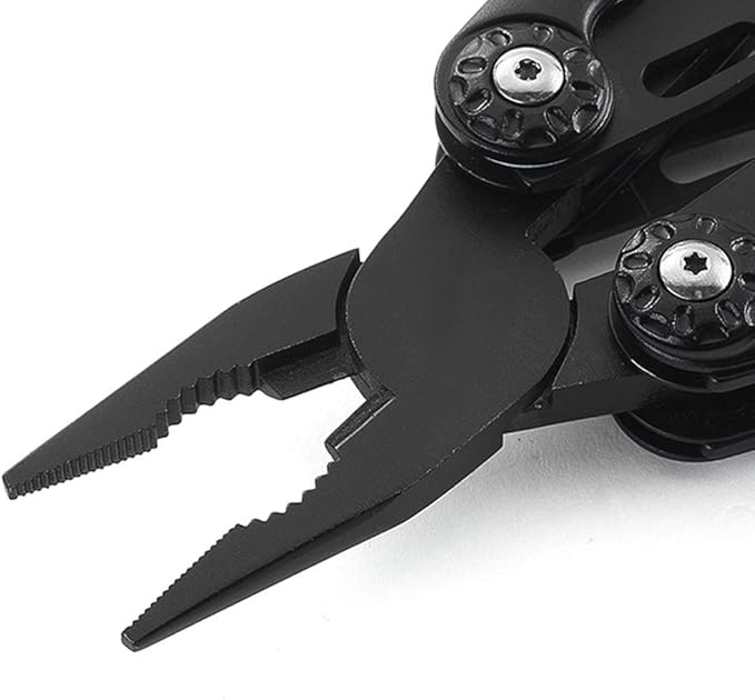 Multitool with Sheat, with Nylon Pouch, Fishing Multitool, Multi-tool Knife, Pocket Multitool Ideal for Gift, Black, Outdoor Camping Hiking, With Carabiner,Giftable