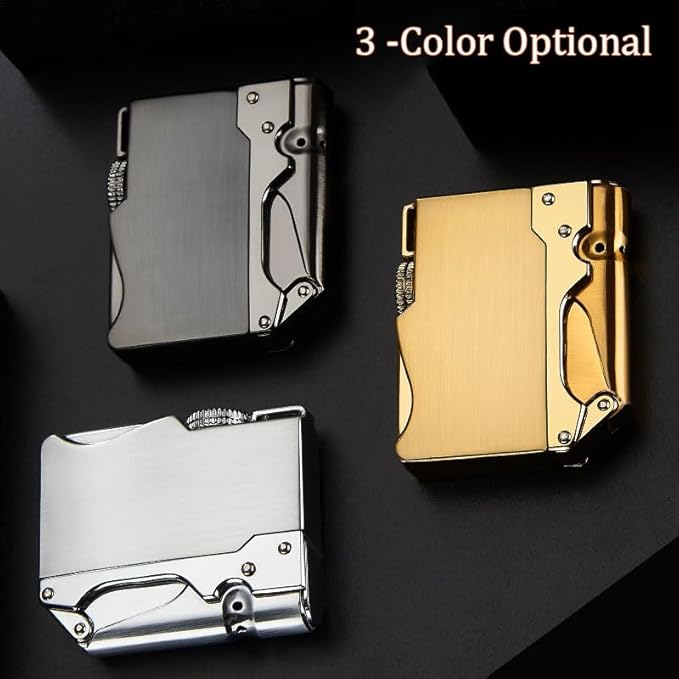 Torch Lighter, Refillable Butane Lighter, Jet Blue Flame Lighters, Windproof Lighter Adjustable Strong Flame Lighter, for Hiking Camping Fireplace Grill Camping BBQ Lighter (Without Gas) (Gold)