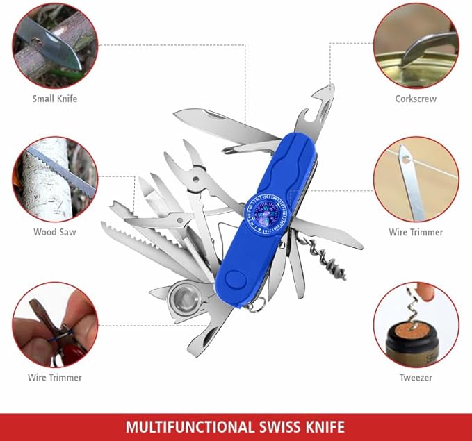 Swiss Eagle Ranger Multi-Tool Pocket Knife with Compass and 30 Tools All in Your Pocket Blue