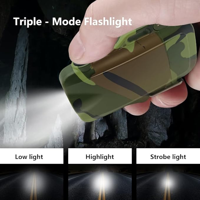 GADATOP Electric Lighter, Outdoor Waterproof Double arc Lighter Windproof Lighter, Rechargeable USB Lighter flameless Plasma Lighter with LED Torch with Lanyard (Camouflage)