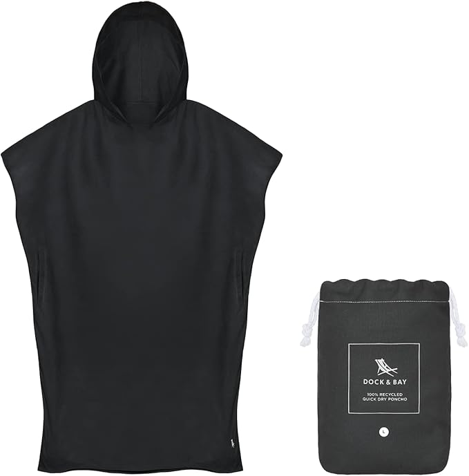 Dock & Bay Adult Poncho - Hooded Towel with Deep Pockets, Changing Robe - Quick Dry - Compact, Lightweight - Includes Bag