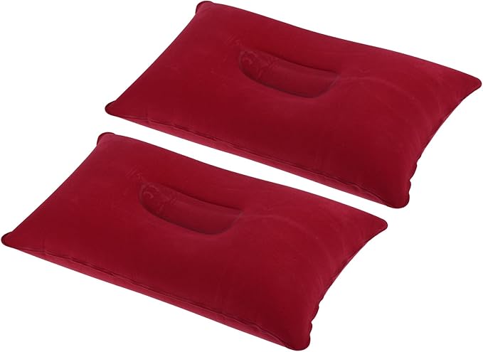 PATIKIL Inflatable Pillow, 2 Pack Squared Ultralight Camping Travel Pillow Desk Rest Neck Support for Hiking Backpacking Office, Red
