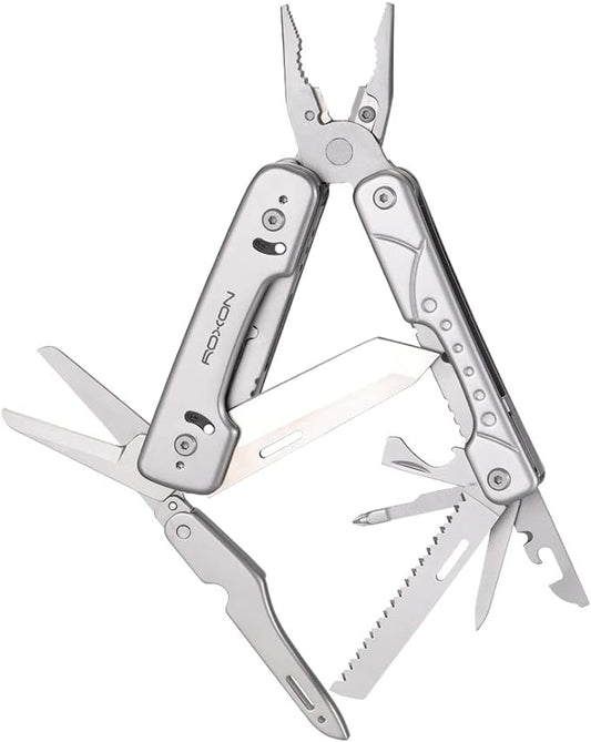 ROXON S802 16 in 1 Multitool Phantom Updated Version Multi Tool Pliers and scissors with Replaceable Knife and Wire Cutte (S802S)