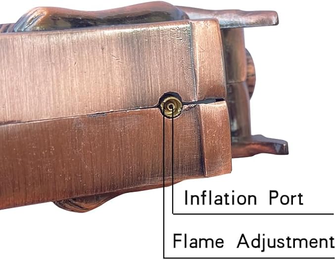 Retro Red Bronze Windproof Flame Adjustable Lighters,Cool,Jet Torch Flame Lighters,Butane Refillable Torch,BBQ Candles Camping (No Butane Fuel) (q3)