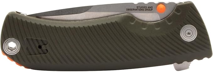 SOG Tellus FLK Daily Outdoor Full-Sized Frame Lock Folding Knives | GRN Handle | CRYO 440C Stainless Steel Blade | Reversible Pocket Clip