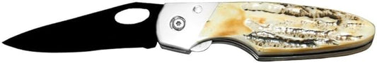 Bear & Son Cutlery Sideliner Lock Genuine India Stag Bone Folding Knife
