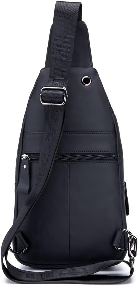 KPYWZER Leather Sling Bag Hiking Daypack for Men Women Outdoor Travel Camping Fishing Crossbody Shoulder Chest Pack Backpack Daypack Black