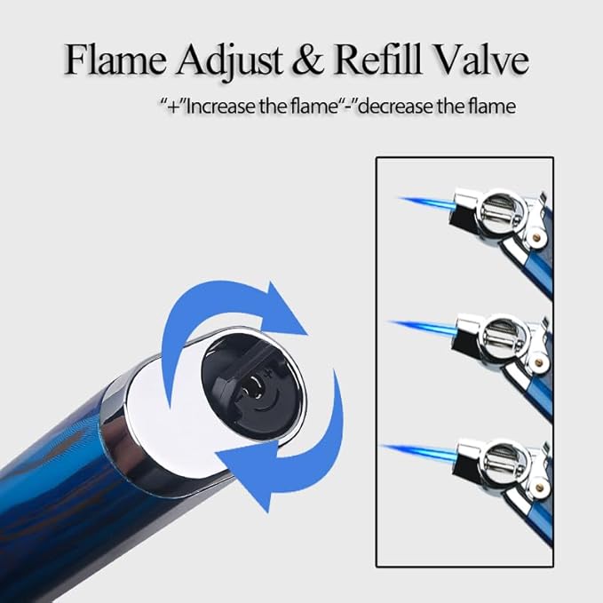 HONEST Single Jet Flame Butane Lighters Refillable Torch Lighters Adjustable Gas Lighter Windproof Lighters Gift for Men BBQ Grill Camping (Black)