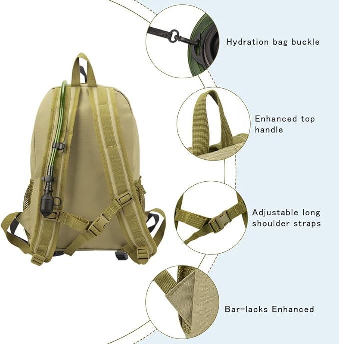Mini Small Tactical Backpack MOLLE Daypack Gear Pack Camping Bag ,Small Hydration Pack Outdoor Water Bladder Carrier Pack