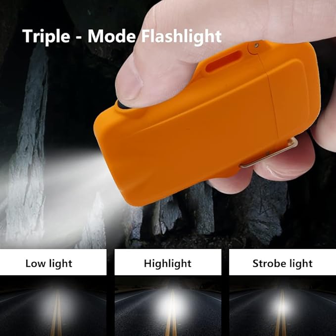GADATOP Electric Lighter, Outdoor Waterproof Double arc Lighter Windproof Lighter, Rechargeable USB Lighter flameless Plasma Lighter with LED Torch with Lanyard, Suitable for Camping, Hiking (Orange)