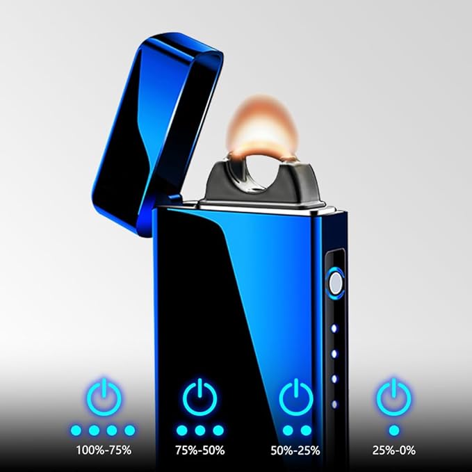 Plasma Lighter Rechargeable Electric Candle Lighter Arc Lighter High Power Flame USB Lighter Windproof Torch Lighter with Gift Box for Holiday, Birthday, Gift for Men and Women (Blue)