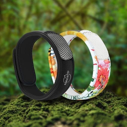 Para'Kito Mosquito Bonus Pack - 2 Mosquito Wristbands | 2 Refills (Black + Flowery) + Insect Repellent Spray