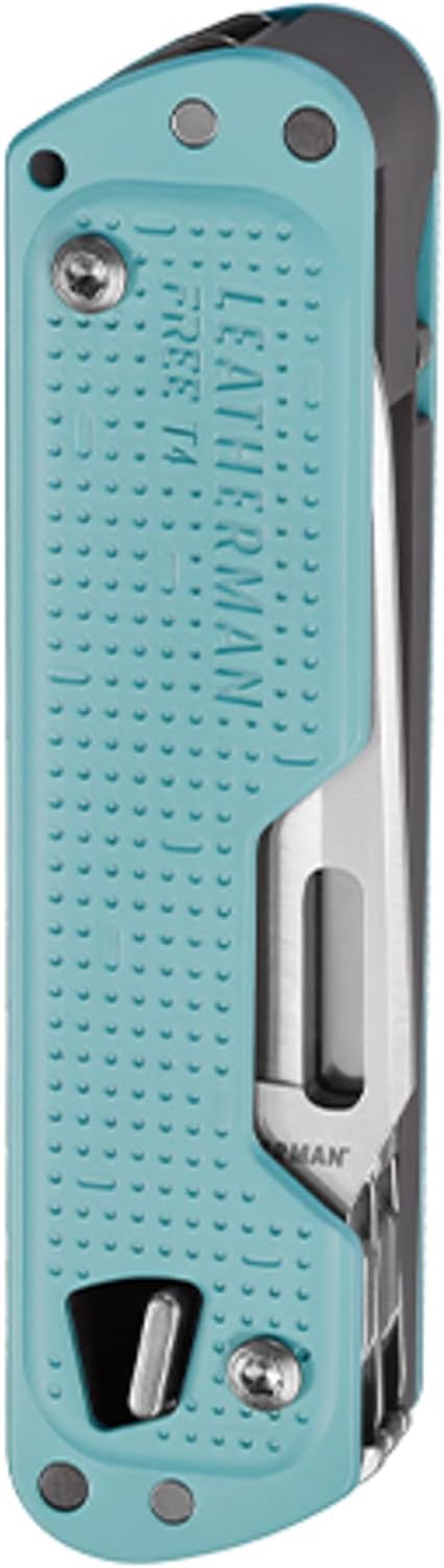 LEATHERMAN, FREE T4 Multitool and EDC Knife with Magnetic Locking and One Hand Accessible, Made in The USA, Stainless, Arctic