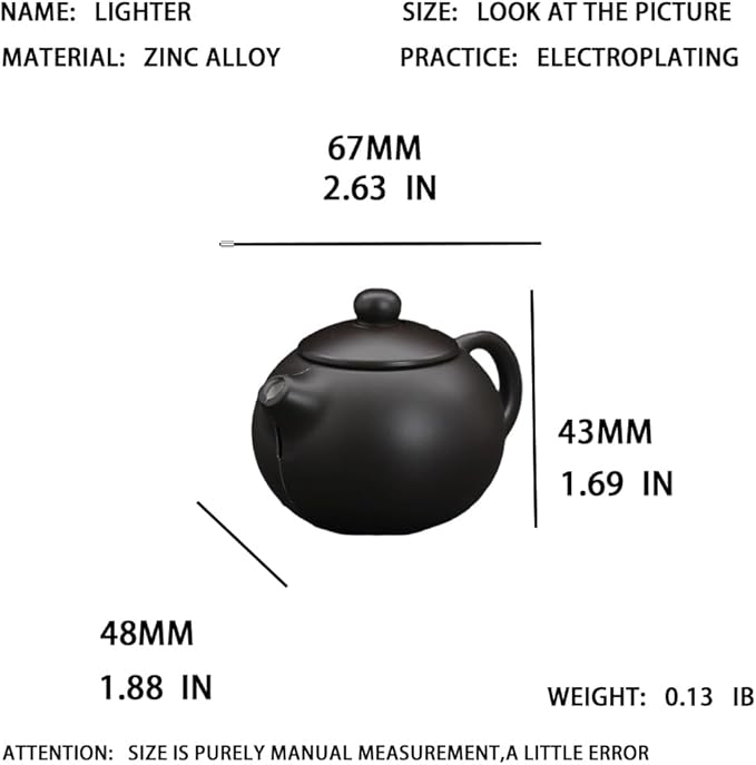 Creative Teapot Lighter, Refillable Butane Inflatable Lighter, Windproof Lighter, Cool Jet Flame Lighter, Torch Lighter, Birthday Party Camping Unique Men's Gift (No Gas)- Black