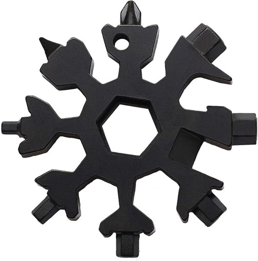 18-in-1 Snowflake Multi-Tool Screwdriver, Stainless Steel 18-1 Multitool Snow Tool (Black)