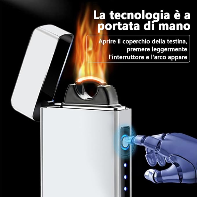 YOZWOO Rechargeable Electric Lighter USB Electronic Lighter High Power Flame Arc Lighter Plasma Lighter Windproof Camping Lighter with Long Battery Life for Home and Outdoor Essential (Ice Silver)