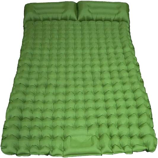 Double Sleeping Pad, Self-Inflating Sleeping Pad for Camping, Camping Sleeping Pad with Built-in Pump, 4" Extra Thickness Inflatable Sleeping Mat, Twin Air Mattress for Traveling (Green)