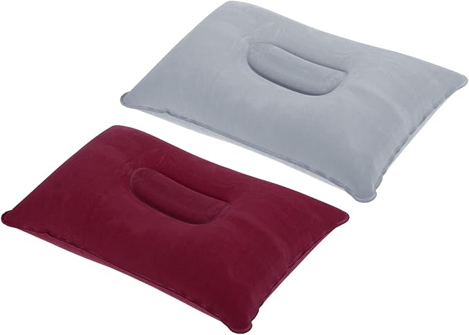 PATIKIL Inflatable Pillow, 2 Pack Ultralight Camping Travel Pillow Desk Rest Neck Support for Hiking Backpacking Office, Gray Wine Red