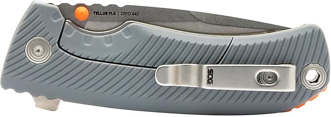 SOG Tellus FLK Daily Outdoor Full-Sized Frame Lock Folding Knives | GRN Handle | CRYO 440C Stainless Steel Blade | Reversible Pocket Clip