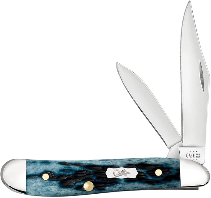 Case XX WR POCKET KNIFE PEANUT- POCKET WORN® MEDITERRANEAN BLUE BONE PS JIG, ITEM 51858, LENGTH CLOSED 2 7/8 INCH (6220 SS)