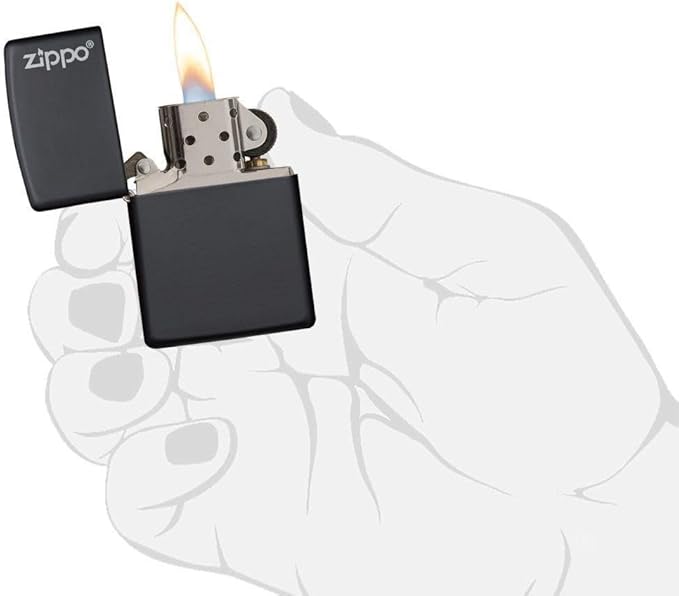 Zippo Logo Black Matte Pocket Lighter