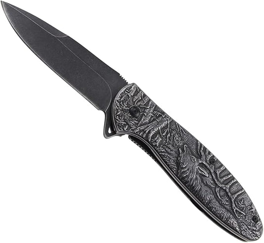 Stonewash Deer Pocket Knife, Personalized, Outdoor, Camping, Survival