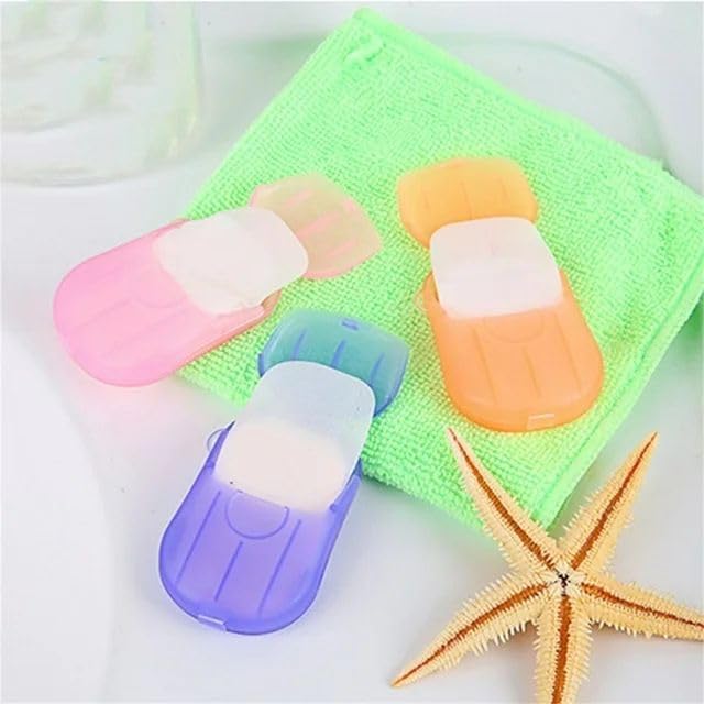 4Pcs Sheets White Soap Paper Sheets, Mini Portable Disposable Travel Soap Sheets Hand Washing Cleaning Soap Slices Strips for Outdoor On-The-go Camping Hiking Personal Care